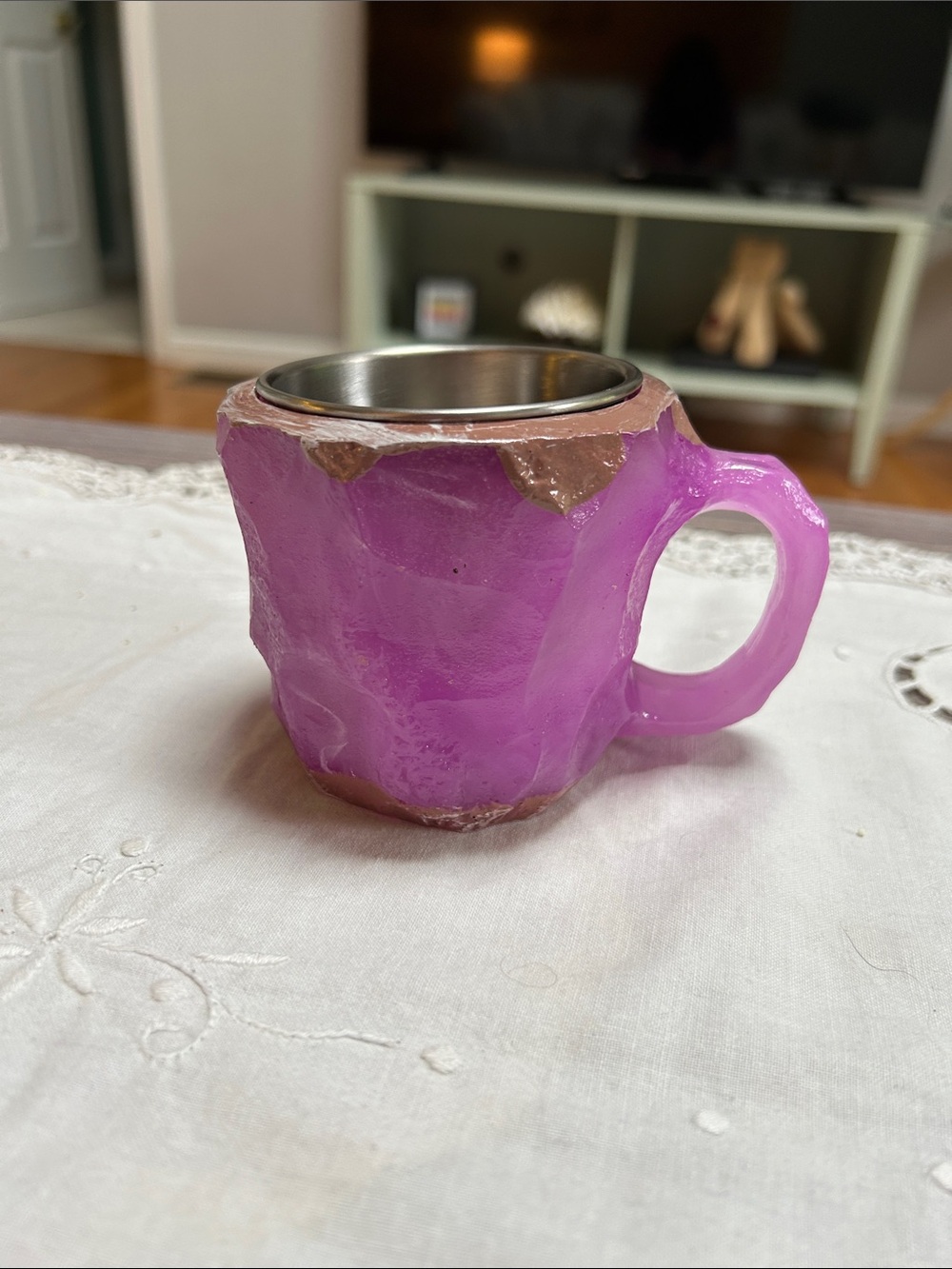 Purple Agate-Style Resin Mug with Stainless Insert